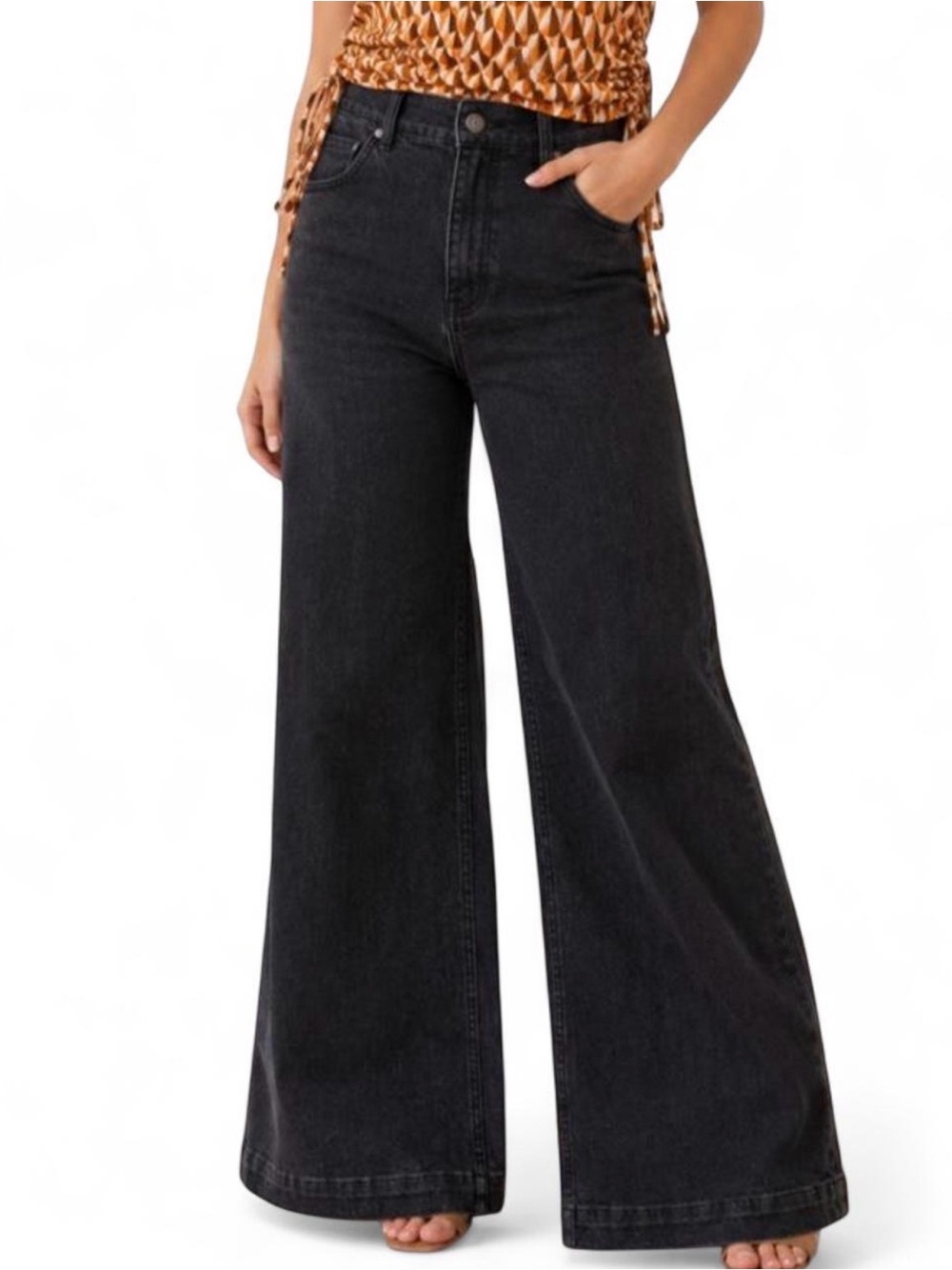 SPANX Black Wide-Leg Pull-On Jeans